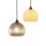 Spherical Glass Striped Minimalist Pendant Light - Clowas