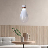 White Teardrop Shaped Glass LED Pendant Light - Clowas