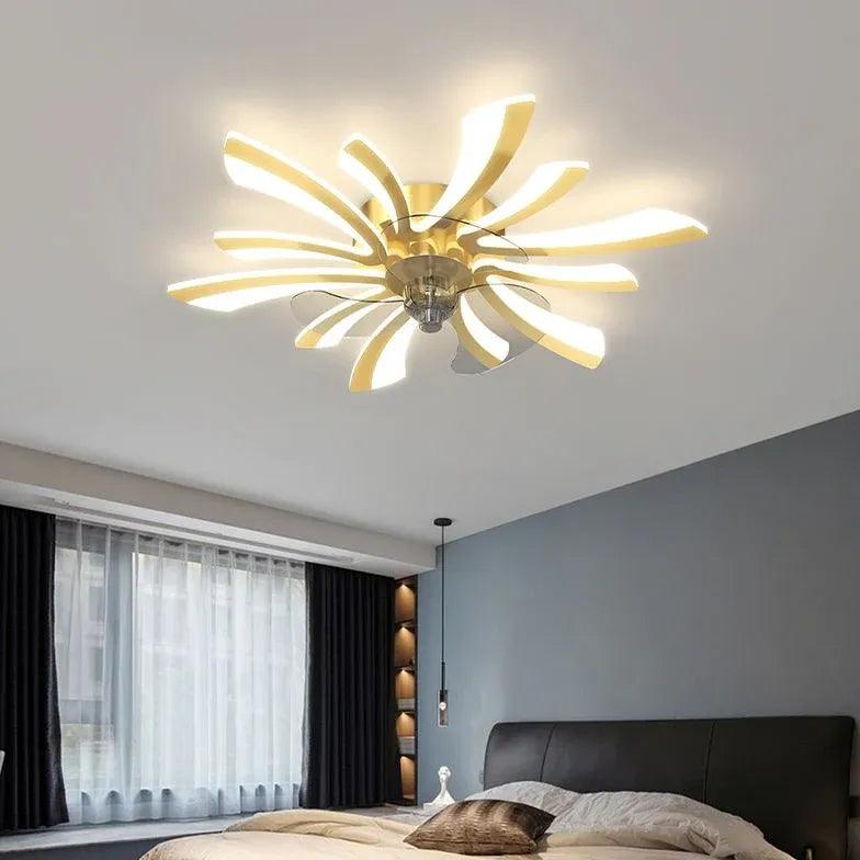 Luxury Flower-Shaped LED Modern Ceiling Fan Light - Clowas