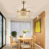 Water Drop Crystal Ceiling Fan with Light - Clowas