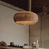 Vintage Handcrafted Oval Rattan Pendant Light for Dining Room