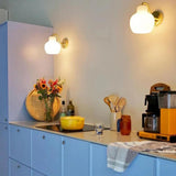 Cream Glass Lily Gold Wall Lights - Clowas