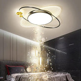 Black Metal Ring Bedroom Flush Ceiling Lights - Clowas
