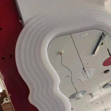 White Wavy Full-Length Mirror Floor Lamp - Clowas