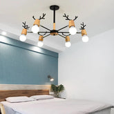 Multi-Armed Deer Head Wooden Chandelier - Clowas