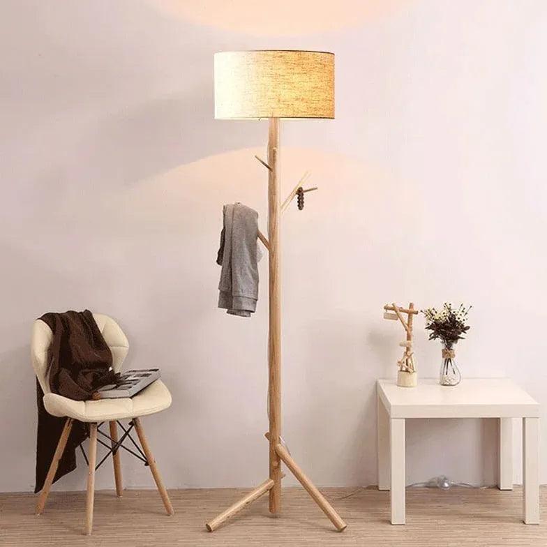 Wooden Hat Rack Tripod Floor Lamp - Clowas