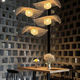 Natural Grid Restaurant Rattan Pendant Light - Clowas