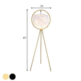 Black Circular Feather Tripod Floor Lamp - Clowas