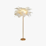 Warm White Feather Gold Floor Lamp - Clowas