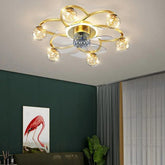 Octopus Bedroom Gold Ceiling Fan With Light - Clowas