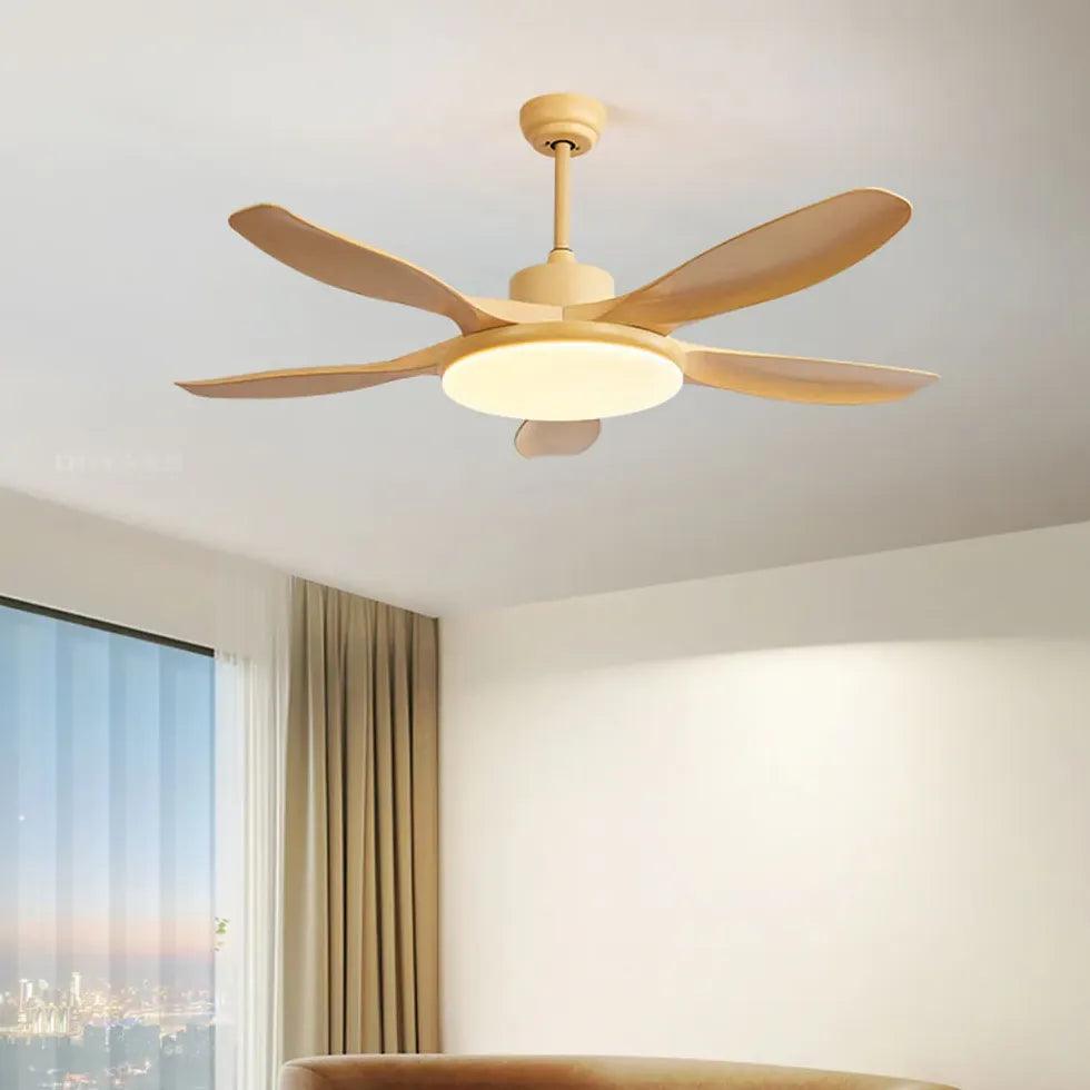 Yellow Bedroom LED Ceiling Fan with Light - Clowas