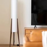 Cylindrical Floor Lamp with Wooden Stand - Clowas