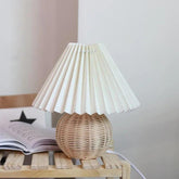 Rattan Paper Pleated Natural Table Lamp - Clowas