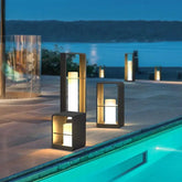 Cylinder Lantern Black Outdoor Floor Lamps - Clowas