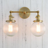Textured Glass Double Bulb Design Wall Light
