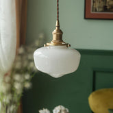 Brass Glass Entrance Vintage White Pendant Light