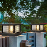 Ripple Glass Rectangular Solar Outdoor Pillar Lights - Clowas
