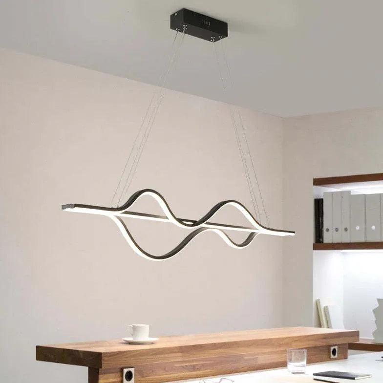 Simple Curved Black Dining Room Pendant Light - Clowas