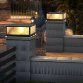 Striped Glass Square Outdoor Pillar Lights - Clowas