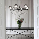 Black Metal Frame Gray Glass Ball Chandelier - Clowas