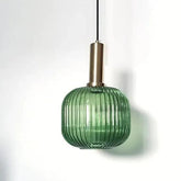 Vertical Striped Vintage Green Glass Pendant Light - Clowas