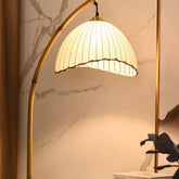 White Curved Fabric Retro Floor Lamp - Clowas