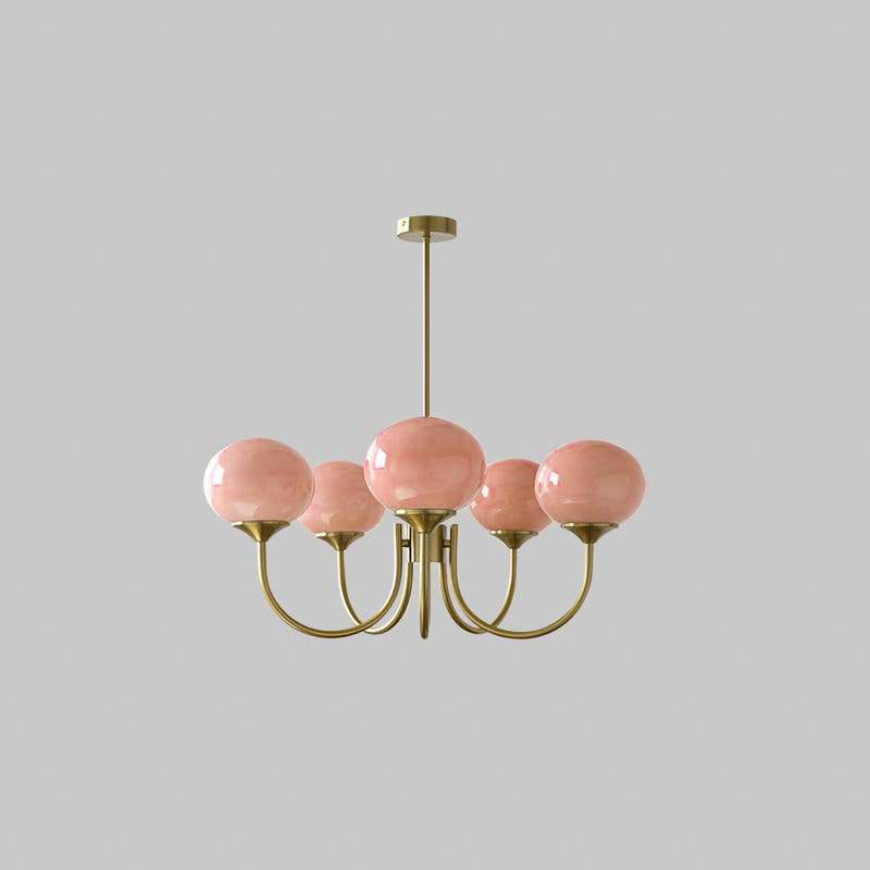 Bubble Pink Glass Ball Chandelier