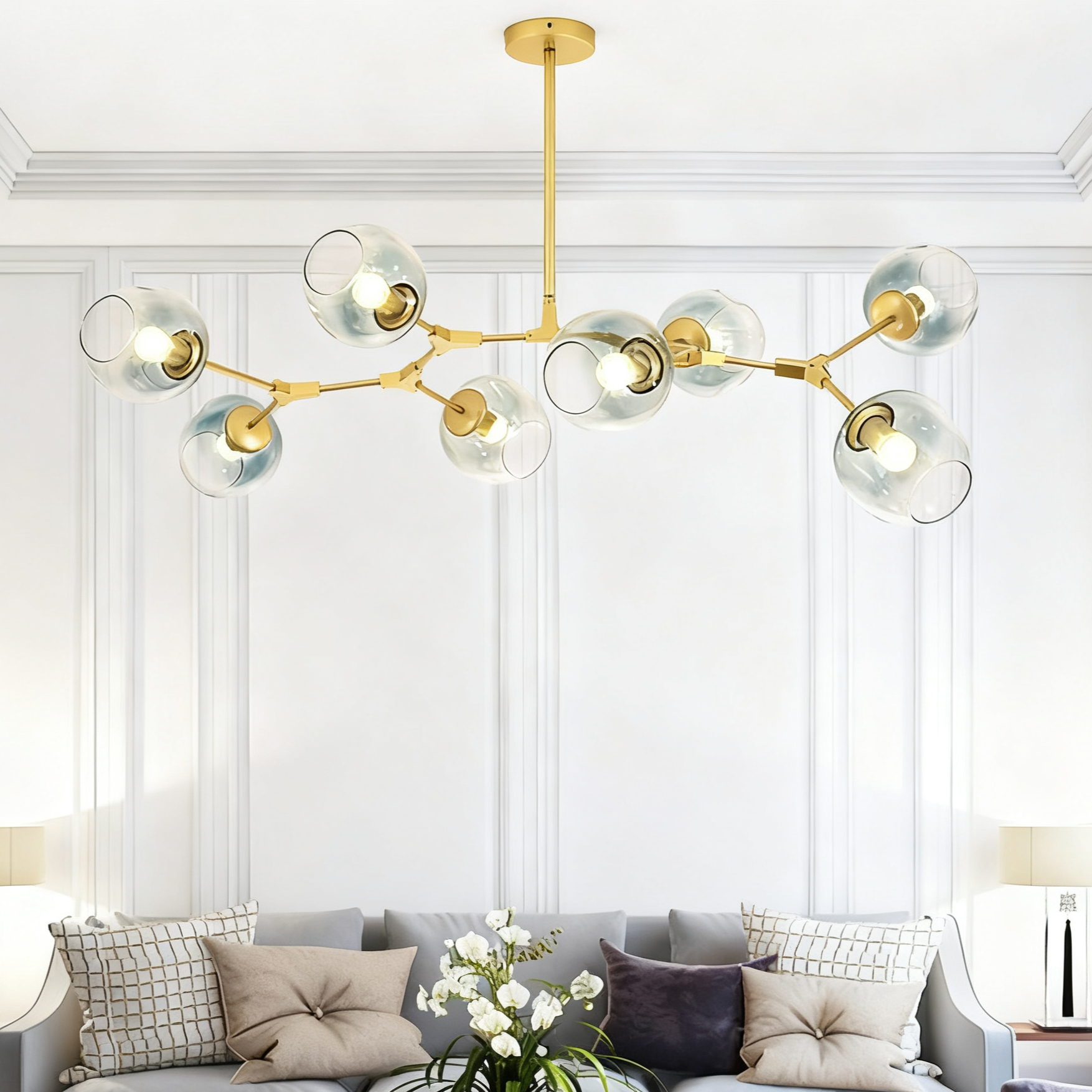 Scandinavian Smoked Glass Rotatable Chandelier