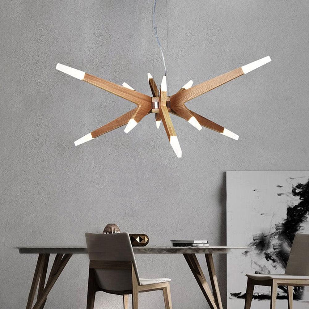 Asymmetrical Wooden Pendant Lights for Dining Table