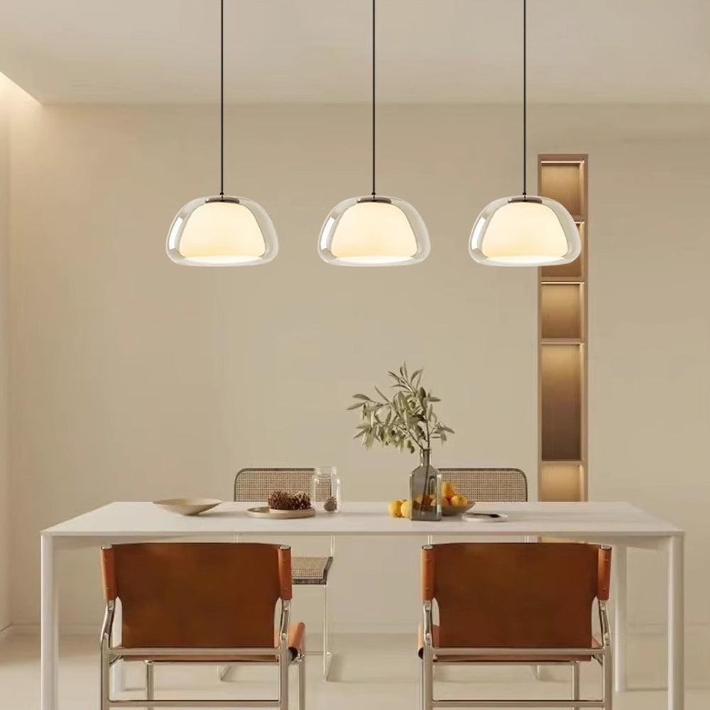 Cream Glass Pendant Lights for Kitchen Island