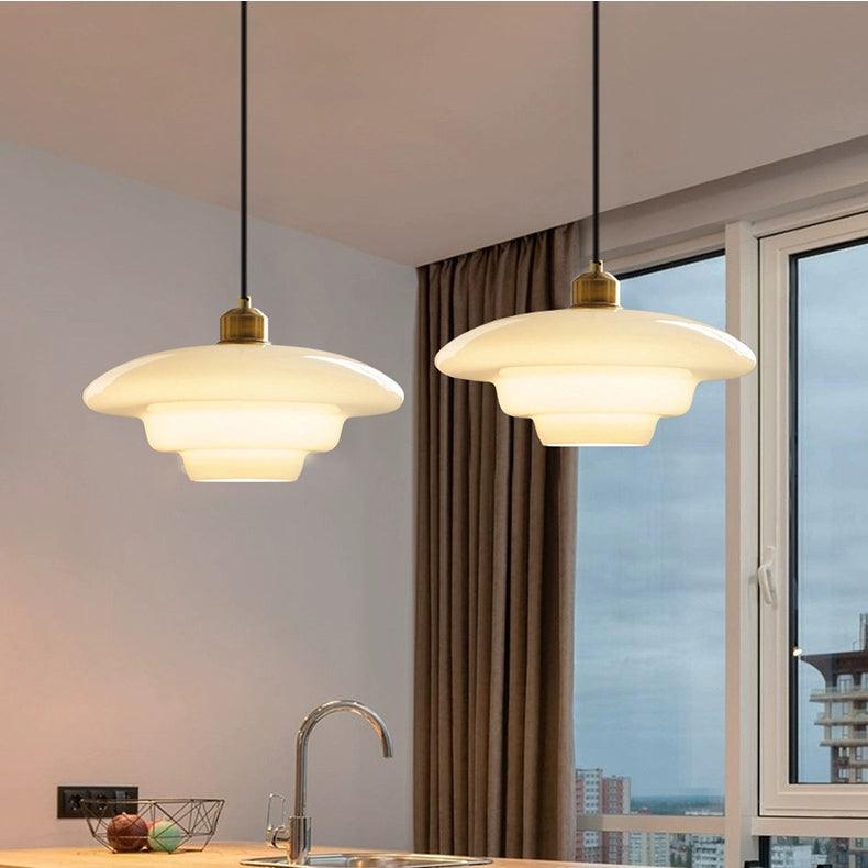 American White Glass Pendant Light for Bedroom