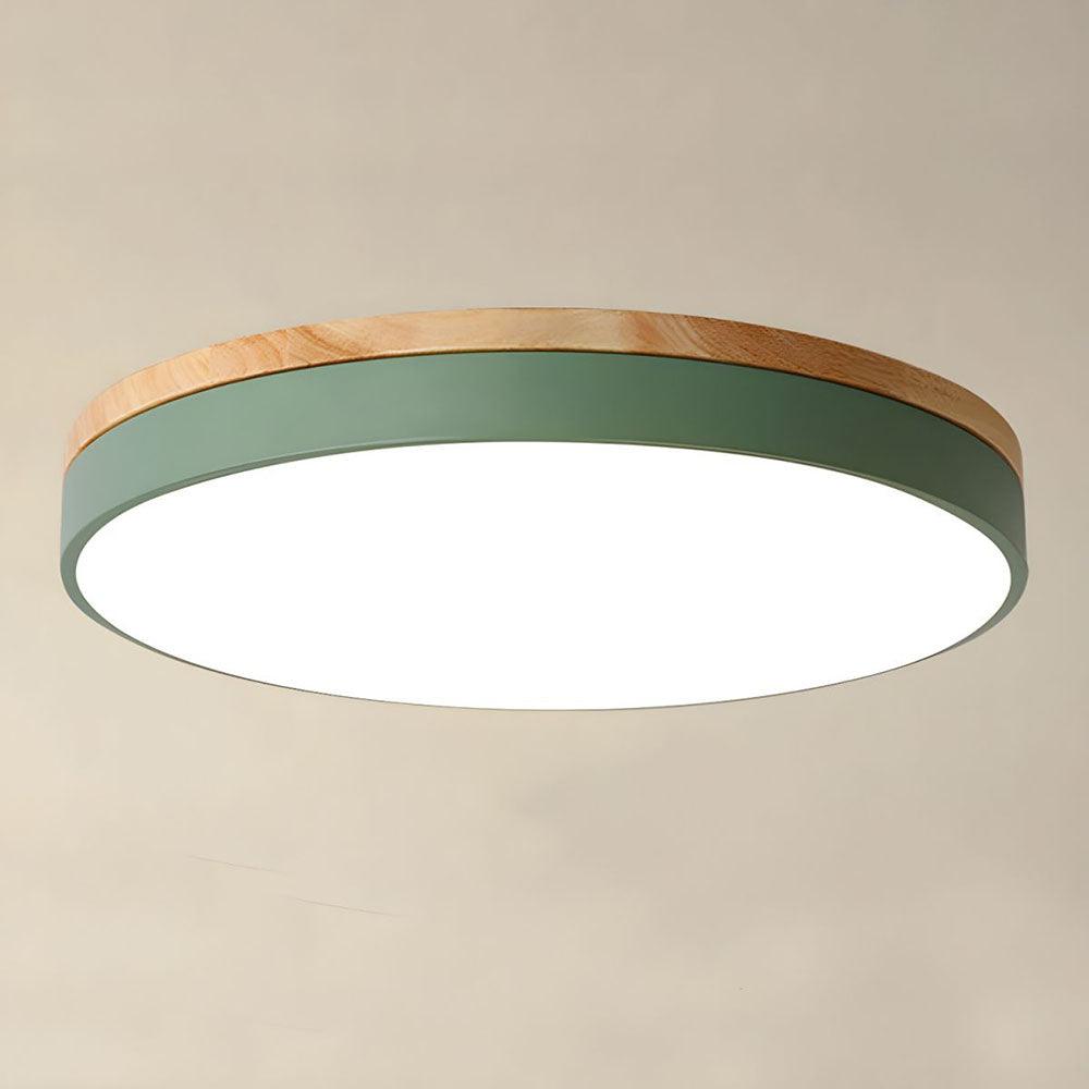 Nordic Circular Wooden Ceiling Lights for Bedroom