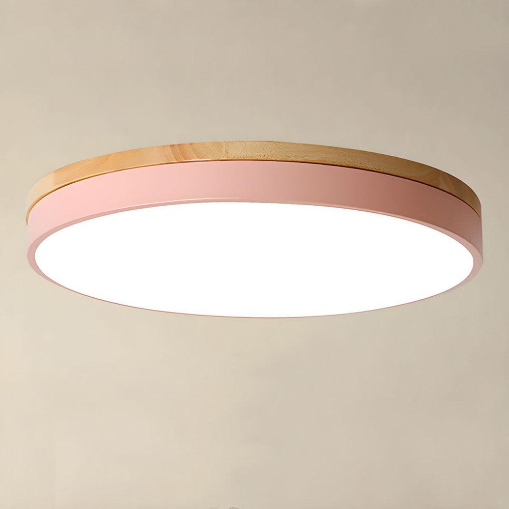 Nordic Circular Wooden Ceiling Lights for Bedroom