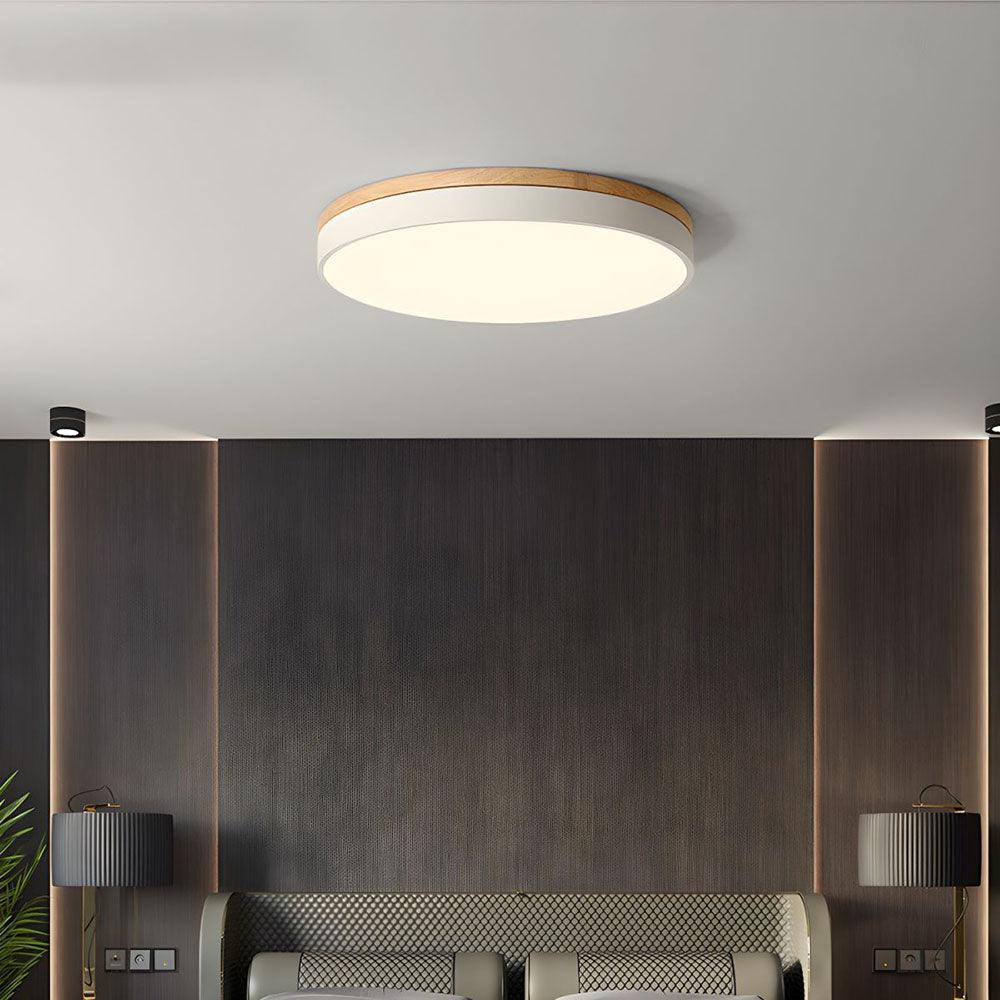 Nordic Circular Wooden Ceiling Lights for Bedroom