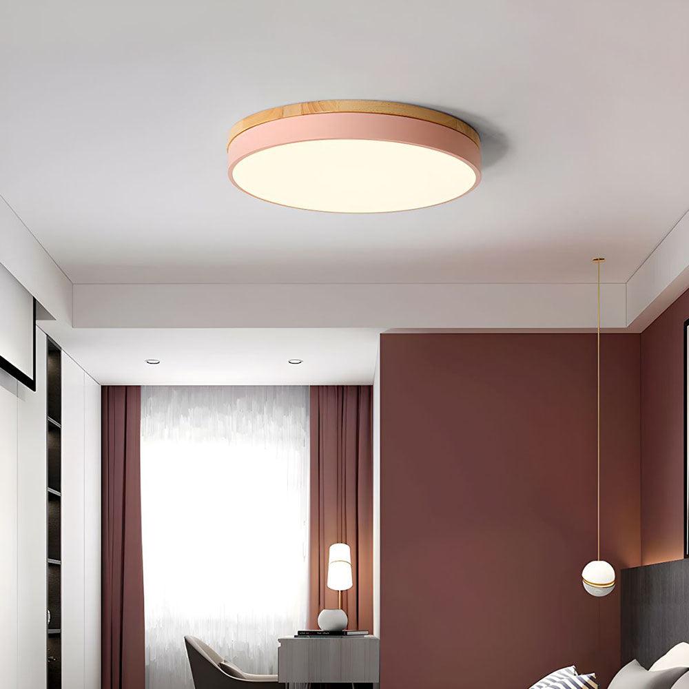 Nordic Circular Wooden Ceiling Lights for Bedroom