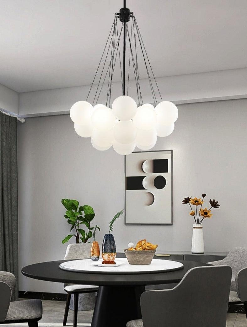 Nordic Chain Glass Orb Chandeliers for Living Room