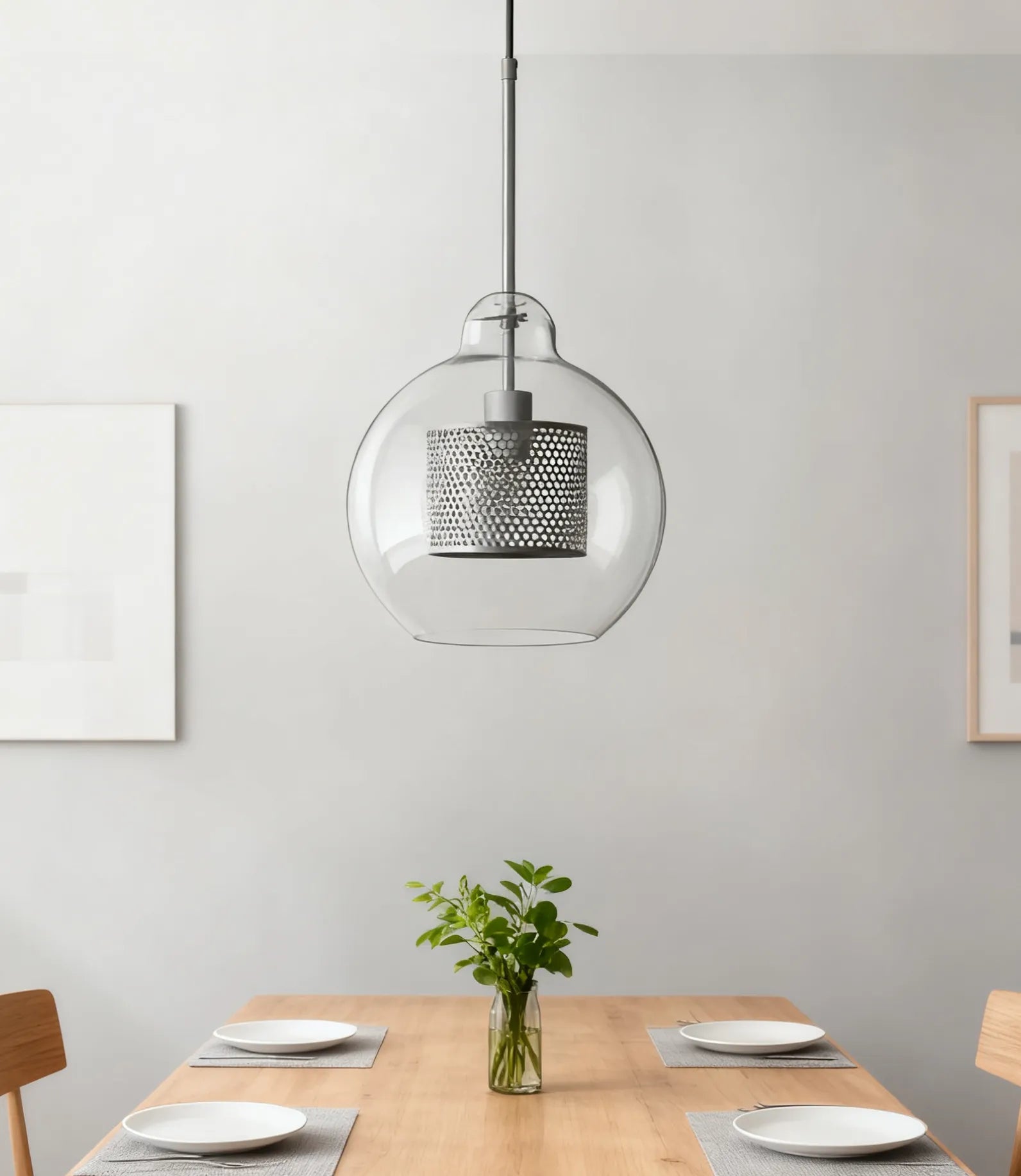 Contemporary Globe Glass Pendant Light for Dining Room