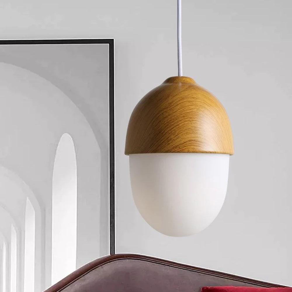 Rustic Wood Pendant Light with Nut Shape