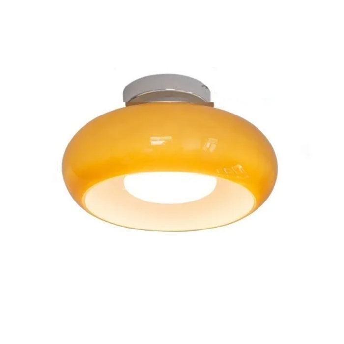 Bauhaus Orange Glass LED Semi Flush Ceiling Light for Bedroom