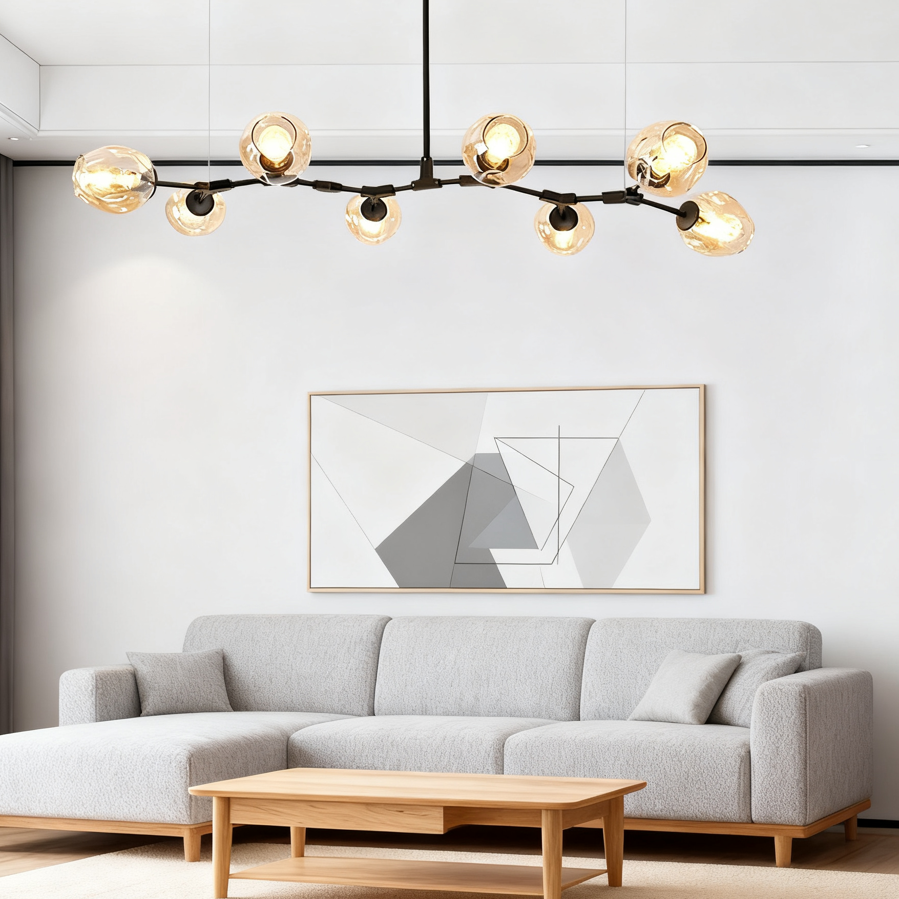 Scandinavian Smoked Glass Rotatable Chandelier