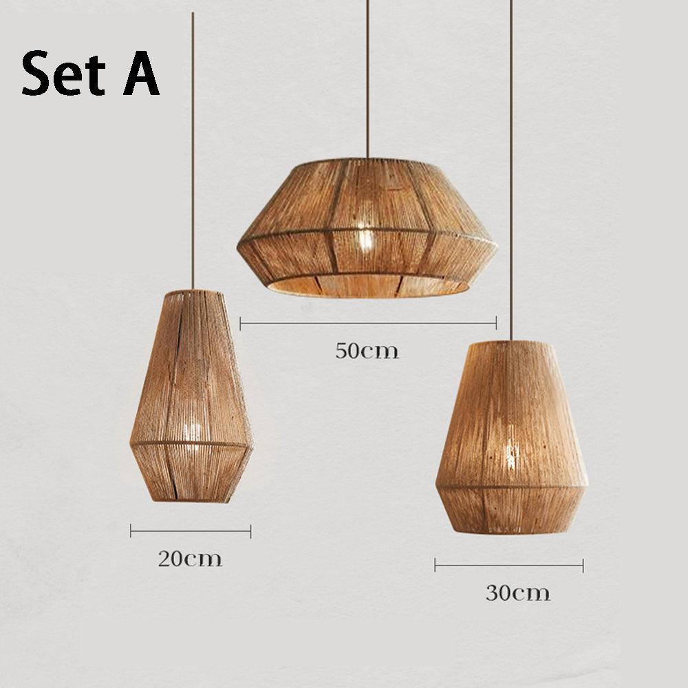 Wabi Sabi Rattan Pendant Ceiling Light for Dining Room