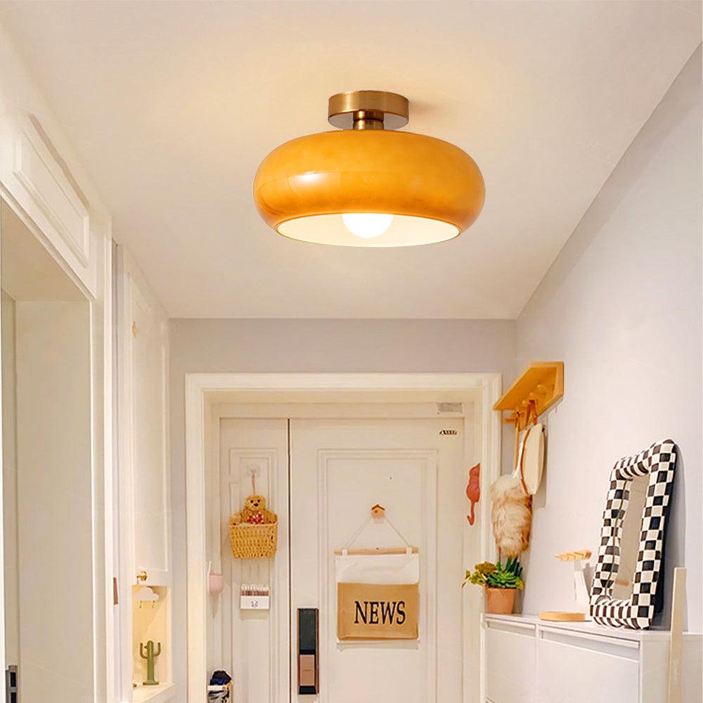 Vintage Persimmon Glass Pendant Light for Corridor
