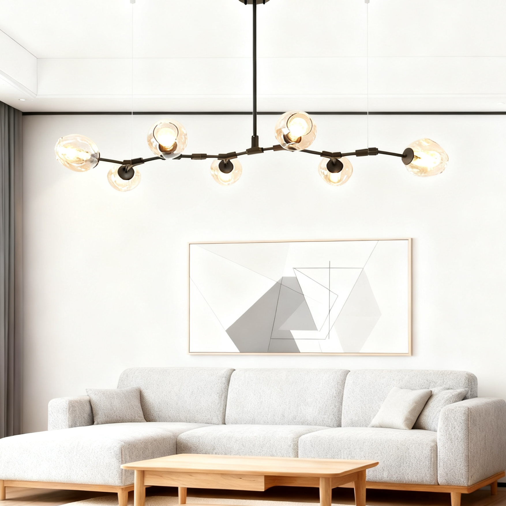 Scandinavian Smoked Glass Rotatable Chandelier