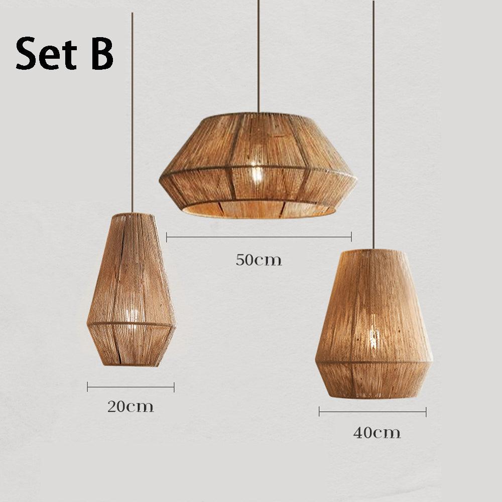 Wabi Sabi Rattan Pendant Ceiling Light for Dining Room