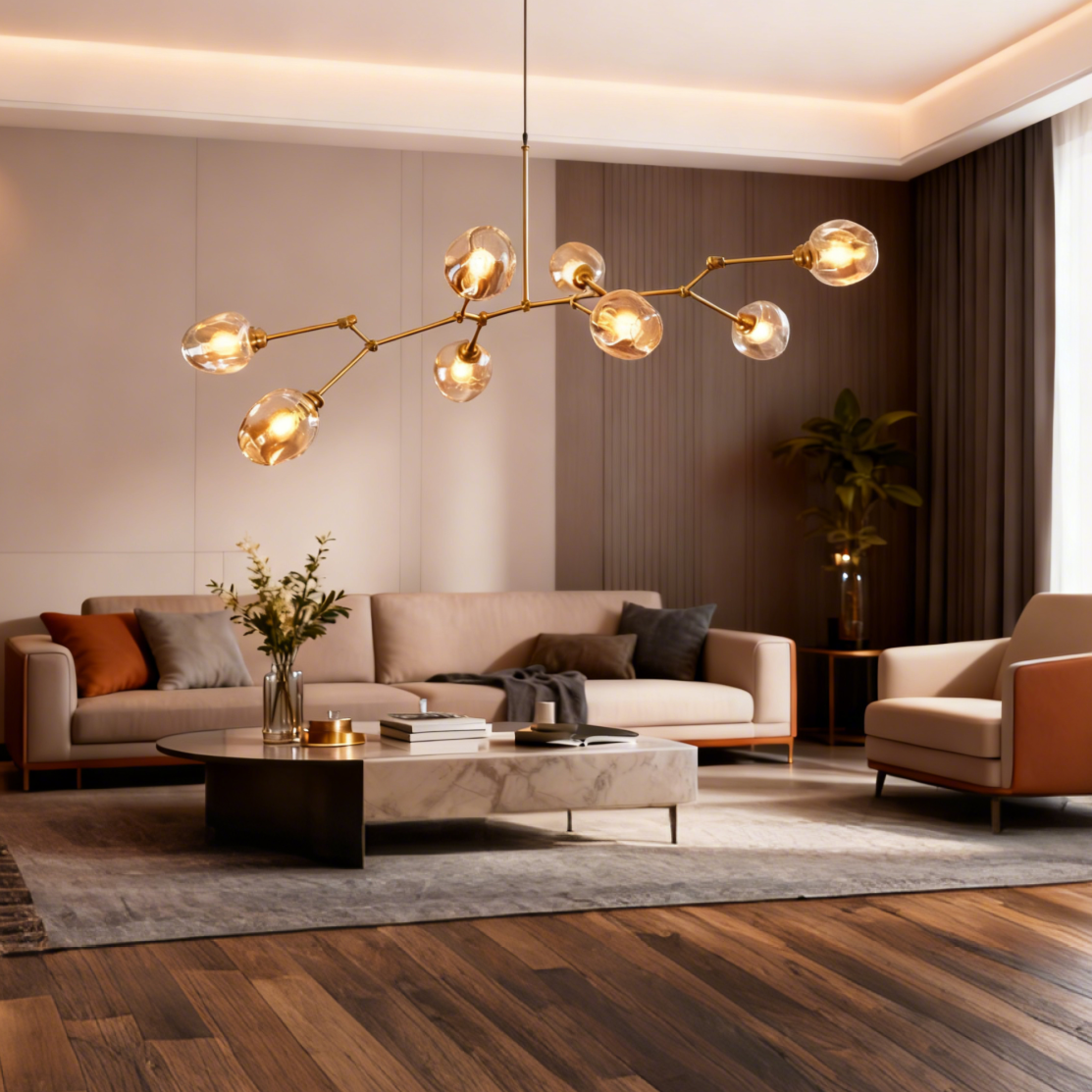 Scandinavian Smoked Glass Rotatable Chandelier