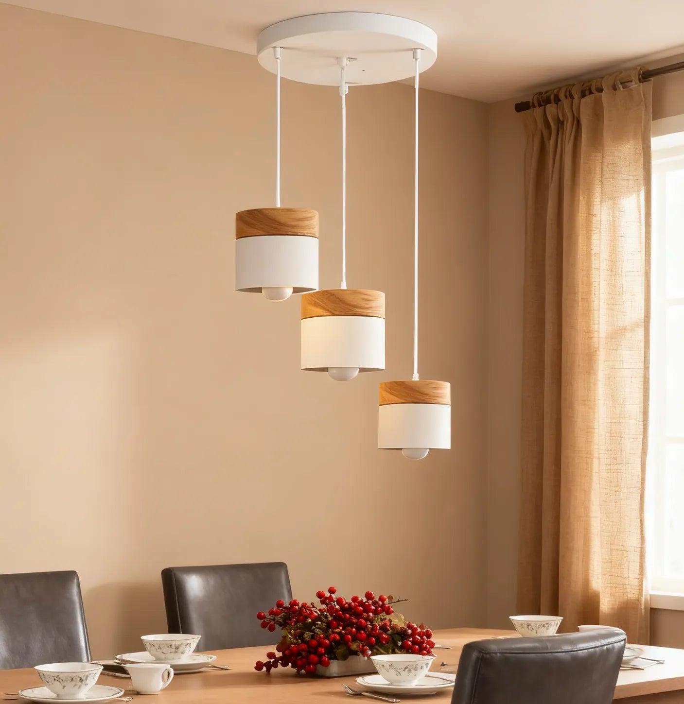 Nordic Macaron Wood Pendant Light for Dining Room