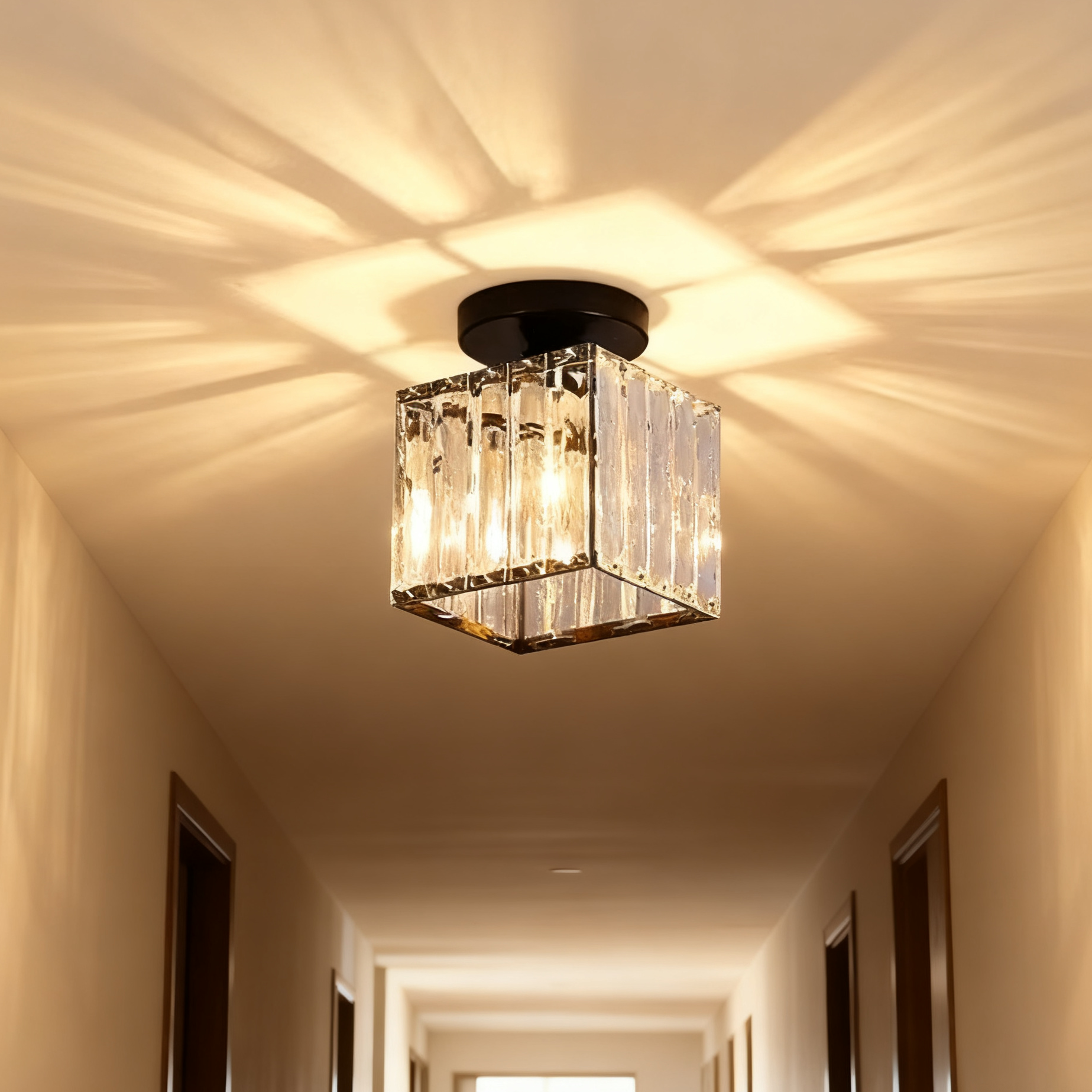 Modern Crystal Flush Mount Ceiling Light for Hallway