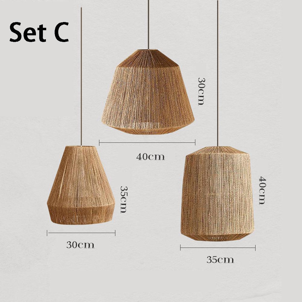 Wabi Sabi Rattan Pendant Ceiling Light for Dining Room