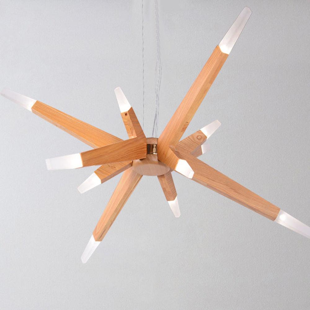 Asymmetrical Wooden Pendant Lights for Dining Table