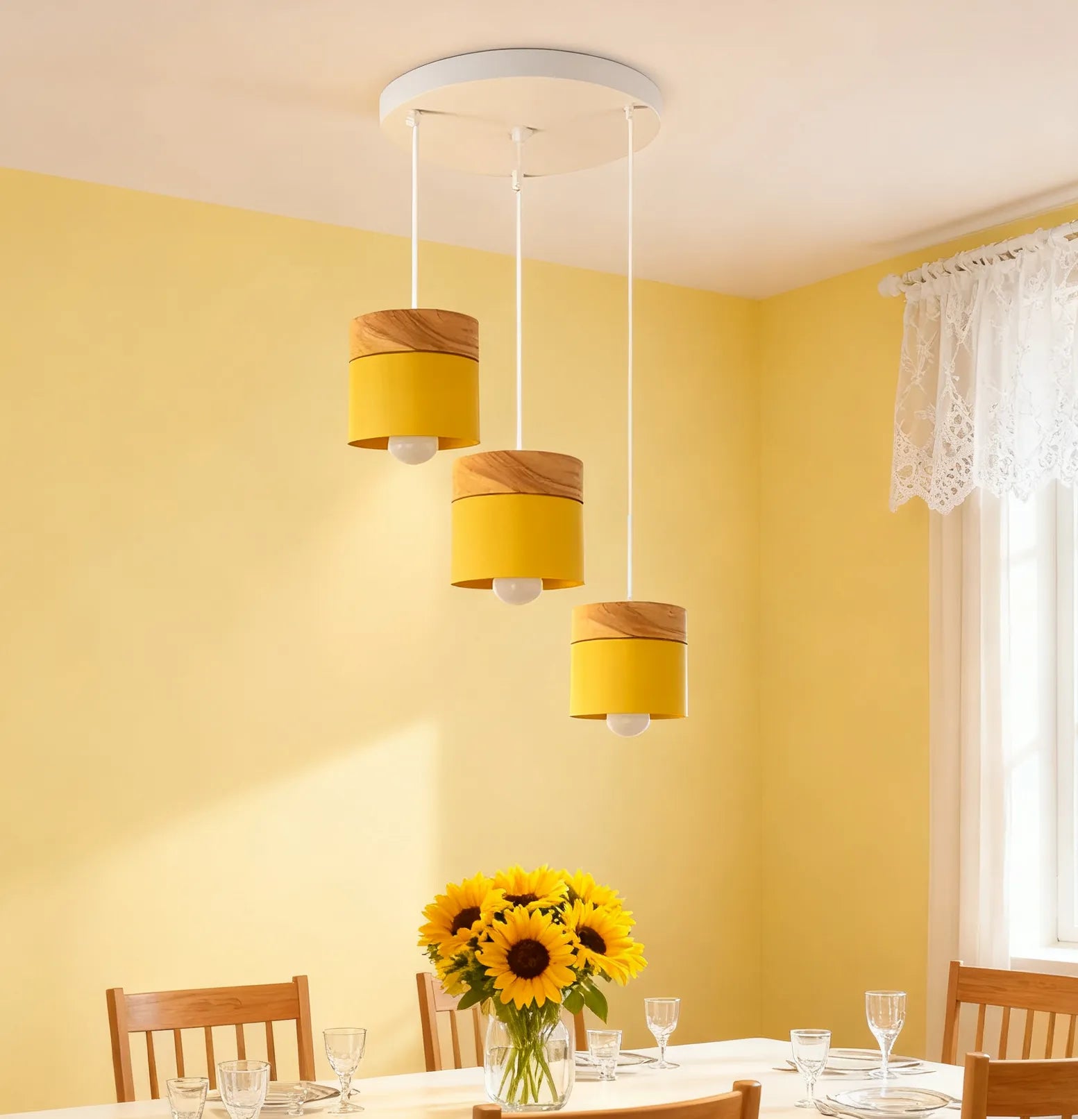 Nordic Macaron Wood Pendant Light for Dining Room